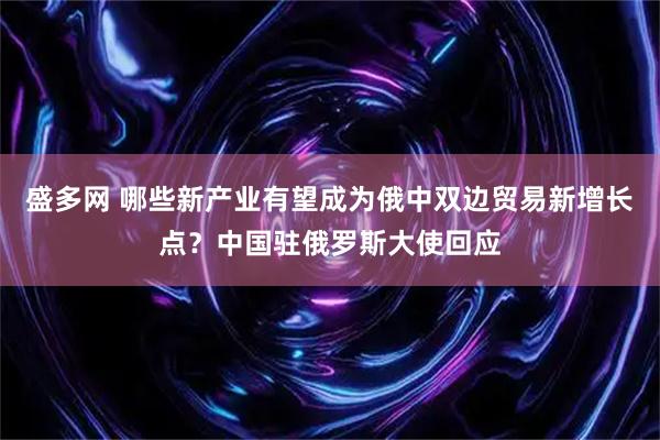 盛多网 哪些新产业有望成为俄中双边贸易新增长点？中国驻俄罗斯大使回应